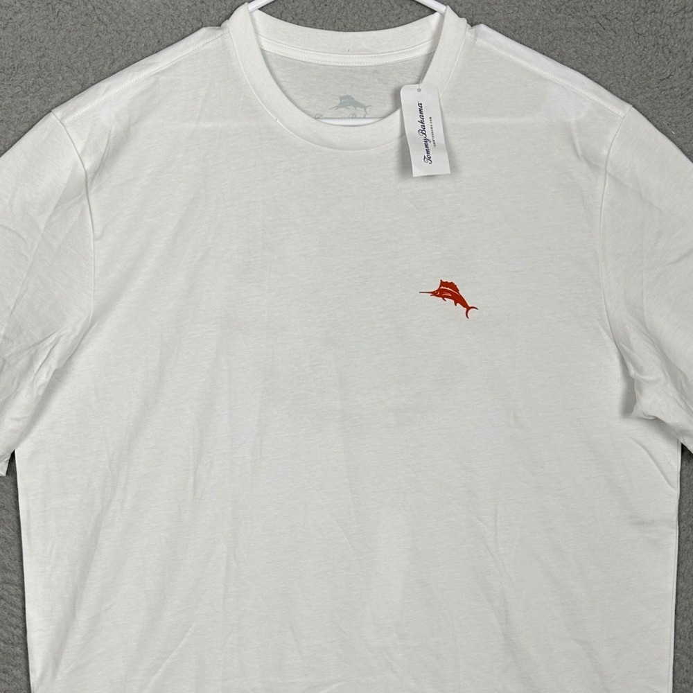 NEW Tommy Bahama T-Shirt Mens Large White Crewneck Graphic Tee Short Sleeve Logo